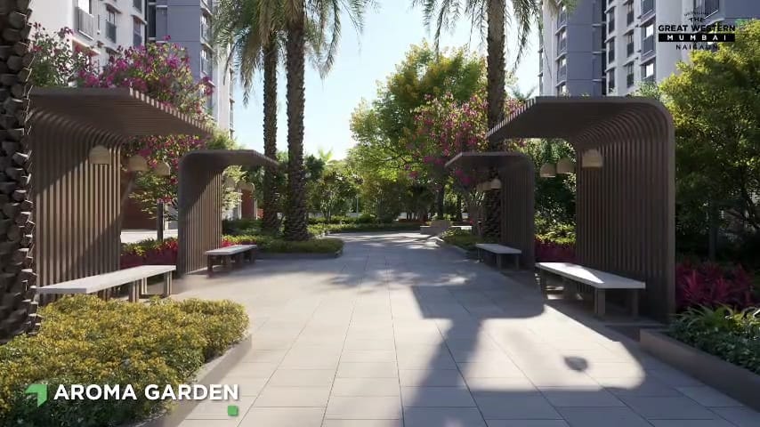 Landscaped aroma garden walkway at Growth City Naigaon East