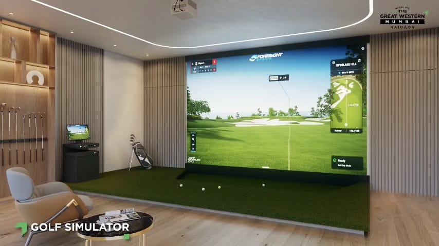 Golf simulator at Growth City clubhouse