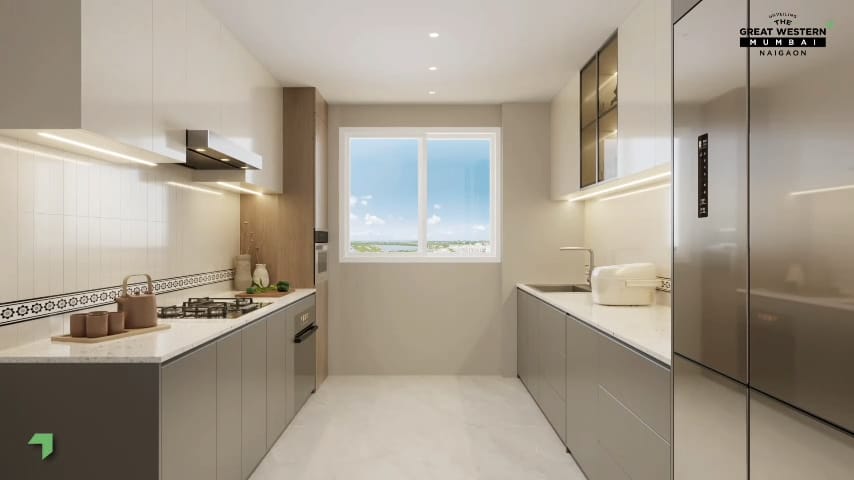 Modular kitchen in a 2 BHK home at Growth City