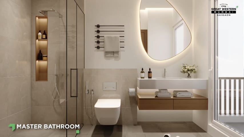 Master bathroom in a 2 BHK home at Growth City