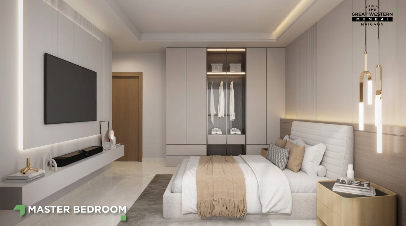 Master bedroom in a 2 BHK home at Growth City